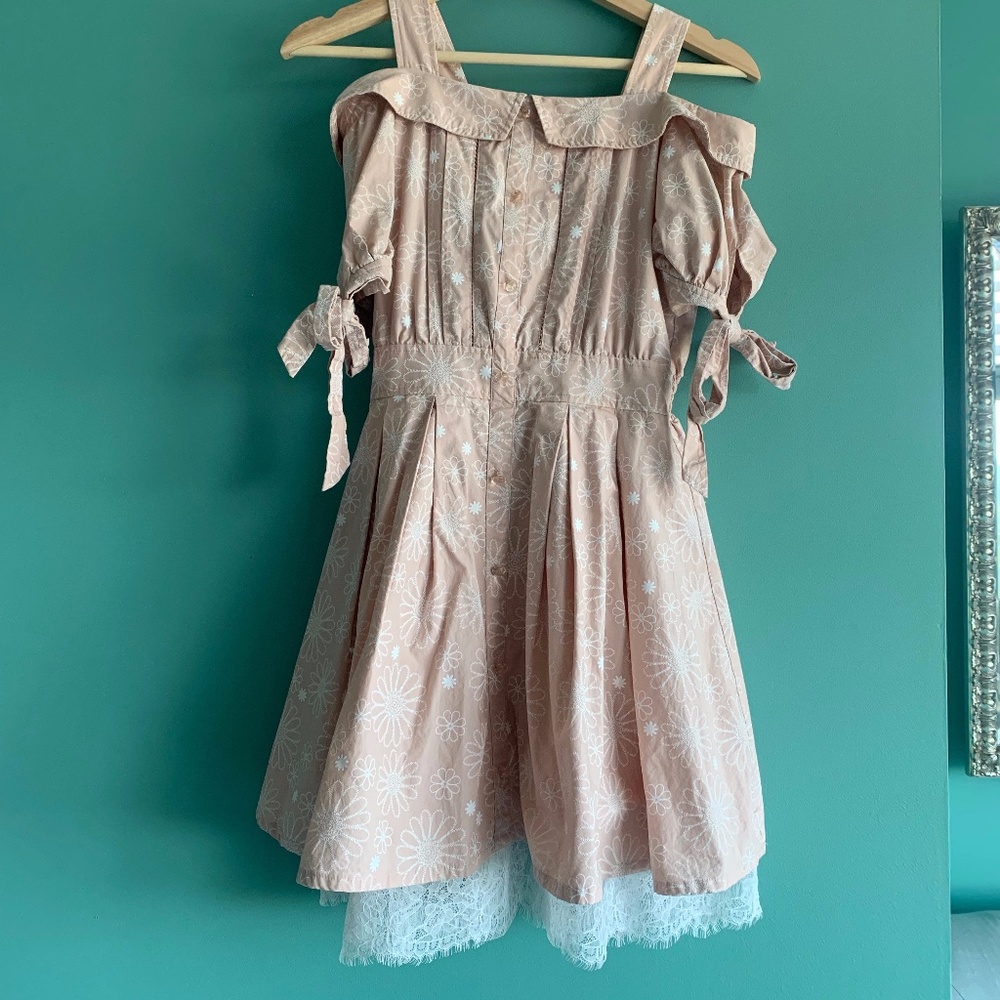 LIZ LISA Off-Shoulder Pink Sundress